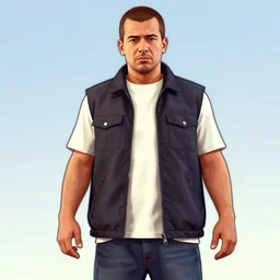 gigachad in GTA V, cover art by Stephen Bliss, artstation, no text