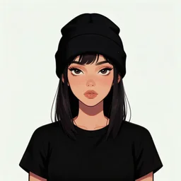 digital art, portrait, girl wearing a beanie and black t - shirt, centered, trending on artstation, gorillaz ( band ), art by jamie hewlett