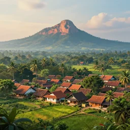kerala village, sharp focus, wide shot, trending on ArtStation, masterpiece, by Greg Rutkowski, by Ross Tran, by Fenghua Zhong, octane, soft render, ultrarealistic, colorful, cinematic, horizon forbidden west
