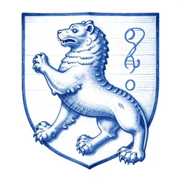 blue - and - white drawing of the seal of an adolf wolfli musical cryptogram