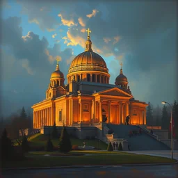 lenin's mausoleum russia, extremely detailed, concept art, illustration, vivid colors, volumetric lighting, volumetric shadows, realistic oil painting by greg rutkowski,