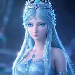 portrait art of an Ice Queen 8k ultra realistic , lens flare, atmosphere, glow, detailed,intricate, full of colour, cinematic lighting, trending on artstation, 4k, hyperrealistic, focused, extreme details,unreal engine 5, cinematic, masterpiece