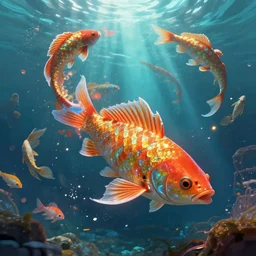 fantastic mythical fish swimming around