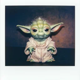 colorful chromatic abberation, 9 0 s toy commercial, photo from the 7 0 s, polaroid photo of yoda, by zdzislaw beksinski