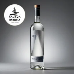 a bottle of vodka with modern design, studio lighting, product shot, visually striking, thedieline, behance, packaging award, nordic