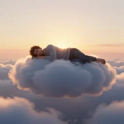 a man sleeping on top of a cloud, morning sunrise, digital art, concept, radiant light, soft highlights, smooth render, unreal engine render, rutkowski ilya krenz nixeu wlop.