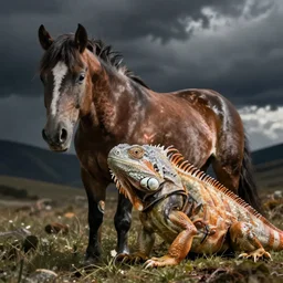 photo of a horse iguana hybrid