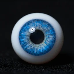 blue doll eyeball on black background