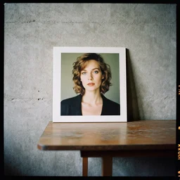 kodak portra 4 0 0, 8 k, highly detailed, britt marling style, award winning colour still - life portrait of a rough concrete wall, a square wall picture is leaning on the wall, a 1 9 5 0 s table, a 1 9 5 0 s table