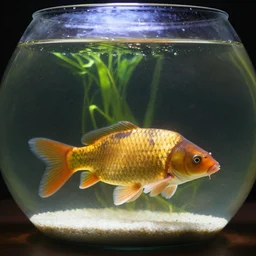 carp in a fishbowl, real photo