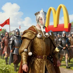 william the conqueror and his army arrive at mcdonalds, painting by yuumei, bayard wu, wlop, tim white, ross tran, 4 k