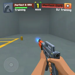 ltj bukem in perfect dark giving you dj training, 9 0 s first person shooter, low poly, gameplay screenshot