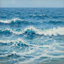 a painting of an ocean full of waves