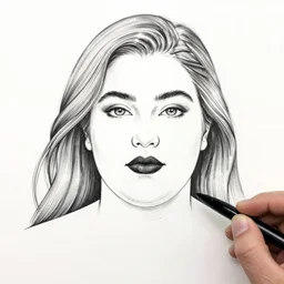 ink lineart drawing of a beautiful heavy woman, dark lips, white background, etchings by goya, chinese brush pen, illustration, high contrast, deep black tones contour