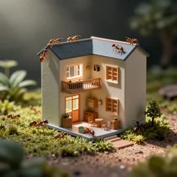 a tiny apartment for ants, macro photography, ambient, miniatures