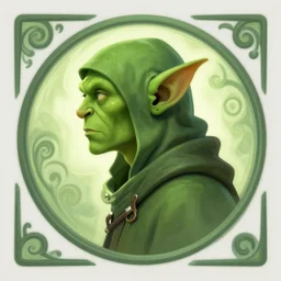 side profile centered painted portrait, green male goblin assassin, D&D, Gloomhaven, matte painting concept art, art nouveau, beautifully backlit, swirly vibrant color lines, fantastically gaudy, aesthetic octane render, 8K HD Resolution, by ilya kuvshinov and Cushart Krentz and Gilleard James