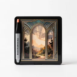 art deco highlighter set, commercial catalog photo, isolated on a pure white background, centered, entire object in frame, sharp focus, soft studio lighting