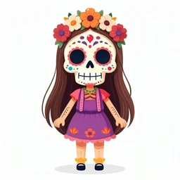 Illustration of a sugar skull day of the dead girl, art by daniel merriam