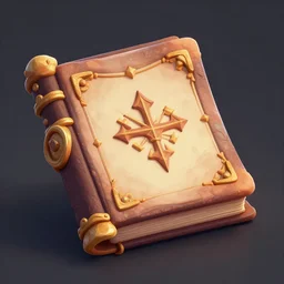 wizard's spell book, stylized, 3 d model, highly detailed, fantasy art, concept art, cel shading, toon shading, 4 k, unreal engine, blender, artstation