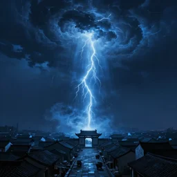 yangzhou, brewing blue storm, mysterious light and shadow, by ivan laliashvili, very detailed, digital art, trending on artstation, masterpiece