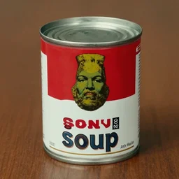 “tin of soup, realistic, cinematic, Andy Warhol”