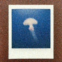 a polaroid of a jellyfish in the sky