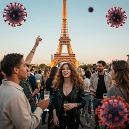 corona virus party in paris