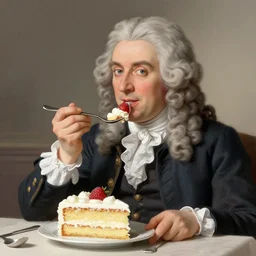 George Frederic Handel eating cake