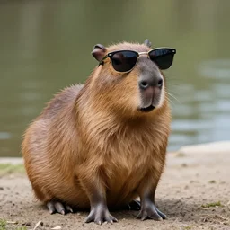 Simple Art Of A Capybara with Sunglasses, 4K