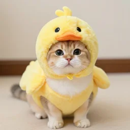 a cat in a duck costume