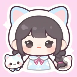 illustration, k - art, chibi characters, with border, cat ears, pastel vibrant tone mapping, kawaii, human, stiker, icon, cartoon, south park hero, vector art, smooth style beeple, by thomas kinkade hearstone league of legends dofus overwatch dota 2