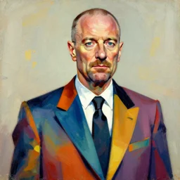 sharp saul goodman wearing colorful suit, painting by jc leyendecker!!!, angular!!!, triangle brush strokes, ( painterly ), vintage, crisp!