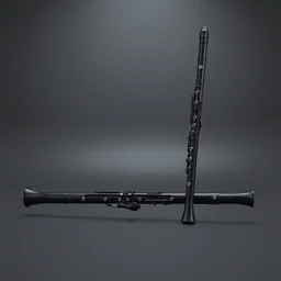 distant shot render matte black high tech electronic musical instrument, electronic clarinet, rounded edges, centered on studio gray background, all black design by james dyson, greg rutkowsk, jonathan ive, braun design, technologic design, octane engine render, detailed product concept unreal engine 6 render, trending in pinterest, gadget