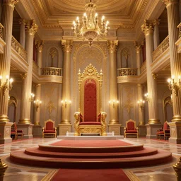 photorealistic 3 d octane render of a gigantic royal palace throne room