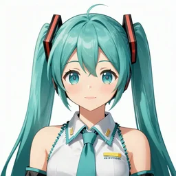 a high detail portrait of miku hatsune by makoto sinkai, by BUNBUN, in simple background, CLIP STADIO, mad painting
