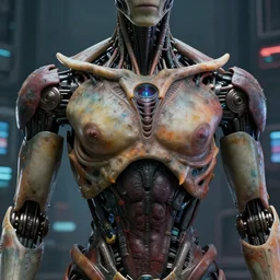 robot torso, faded colors, exotic alien features, cyber background, tim hildebrandt, wayne barlowe, bruce pennington, donato giancola, larry elmore, masterpiece, trending on artstation, featured on pixiv, zack snyder, cinematic composition, beautiful lighting, sharp, details, hyper - detailed, hd, hdr, 4 k, 8 k