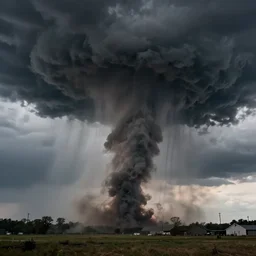 a massive f5 tornado, dark clouds, eerie, found footage