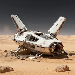 inside the wreckage of a crashed spacecraft on a desert planet, from a space themed point and click 2 d graphic adventure game, art inspired by thomas kinkade