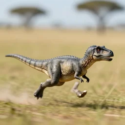 award winning photo by saul leiter of a perfect tiny gray dinosaur running in the savanna, motion blur, tiny gaussian blur, insanely detailed, insanely intricate, depth of field, low contrast, sunny, wide aperture, action photography