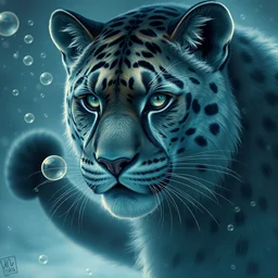 aesthetic portrait commission of a of a male fully furry anthro panther made of soap bubbles, winter atmosphere, by otto marseus van schriek rachel ruyschwith a tail and a beautiful attractive hyperdetailed face. character design by charlie bowater, ross tran, artgerm, detailed, inked, award winning film poster painting