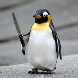 tux penguin holding a knife
