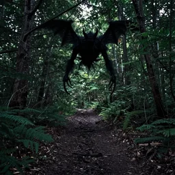 2 0 0 0 s cam trail footage in the forest of a demonic shadow figure with long claws at night
