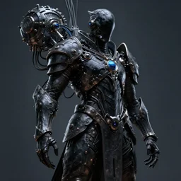 a dark sci fi 3 d render portrait of a shadow tempest wearing dark fantasy armor fused to a massive quantum machine with many cables, realistic matte painting, dark sci fi, masterpiece, trending on artstation, featured on pixiv, cinematic composition, hyper - detailed, unreal engine, hd, hdr, 4 k, 8 k, cgsociety