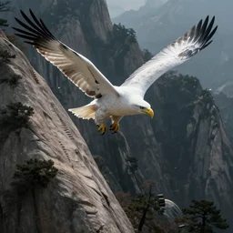 portrait, white eagle flying over the huashan trail, dramatic lighting, cinematic, establishing shot, extremly high detail, photo realistic, cinematic lighting, post processed, concept art, artstation, matte painting, style by eddie mendoza, raphael lacoste, alex ross