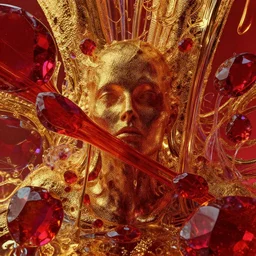 vivid conceptual dream of resonating pain, vaporwave, intense painful textures, intense painful vibe, nobody here, intense painful shapes, no human heads, intense painful structures, gold, ruby, glass, water, HDR, octane render, 8k, 4k