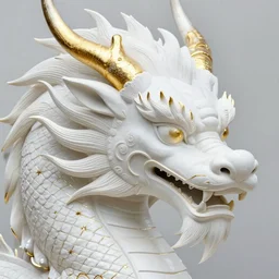 amazing exquisite matte painting, close - up portrait of a chinese white loong, sacred,, shimmer, exquisite detail huge details, gold detailed line work, by xision and yukii morita,, james jean, trending on artstation