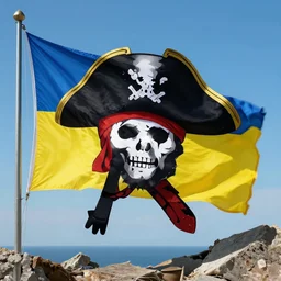 ukrainian flag pirate sea thives