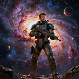 A vibrant space battle with nebula in the background, Paul Chadeisson, trending on artstation.