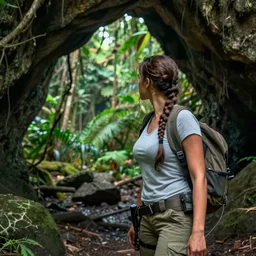 Cinematography of Lara Croft discovering in a cave in the amazon jungle by Emmanuek Lubensky