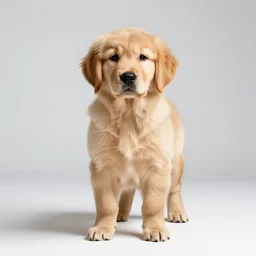 golden golden retriever puppy, studio photography, full body, isolated on a pure white background, centered, entire subject in frame, sharp focus, soft studio lighting